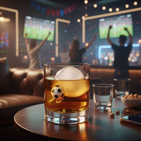 Zestaw Kibica - szklanka do whisky z piłką i forma do lodu piłki Froster