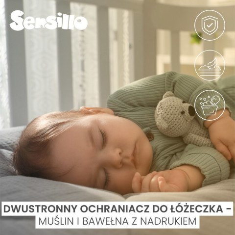 OCHRANIACZ DO ŁÓŻECZKA MUŚLIN GAŁĄZKA ZIELONY