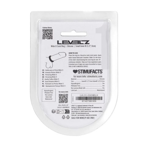 Wide O Silicone Cockring - S - 30mm - Black Levelz
