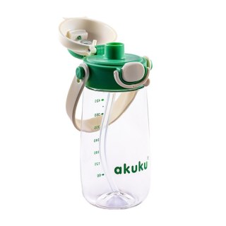 A0724 BIDON ZE SŁOMKĄ SZKOLNY 480ML ZIELONY