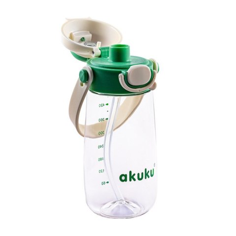 A0724 BIDON ZE SŁOMKĄ SZKOLNY 480ML ZIELONY