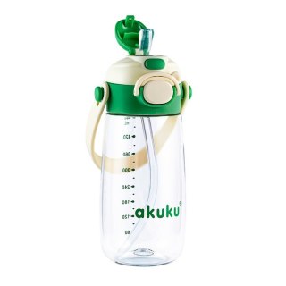 A0724 BIDON ZE SŁOMKĄ SZKOLNY 480ML ZIELONY