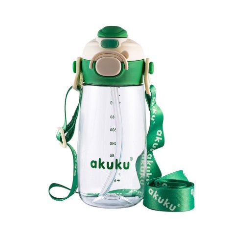 A0724 BIDON ZE SŁOMKĄ SZKOLNY 480ML ZIELONY