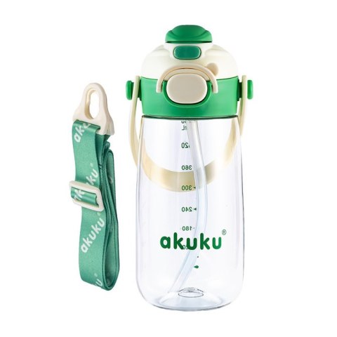 A0724 BIDON ZE SŁOMKĄ SZKOLNY 480ML ZIELONY