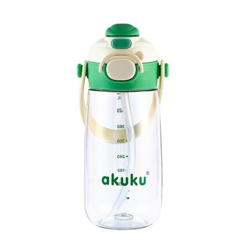 A0724 BIDON ZE SŁOMKĄ SZKOLNY 480ML ZIELONY