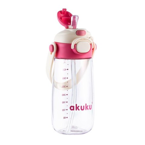A0725 BIDON ZE SŁOMKĄ SZKOLNY 480ML RÓŻOWY