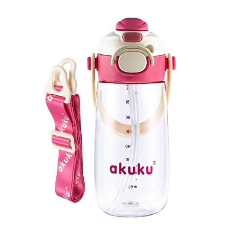 A0725 BIDON ZE SŁOMKĄ SZKOLNY 480ML RÓŻOWY