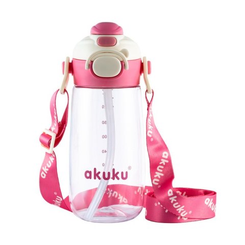 A0725 BIDON ZE SŁOMKĄ SZKOLNY 480ML RÓŻOWY