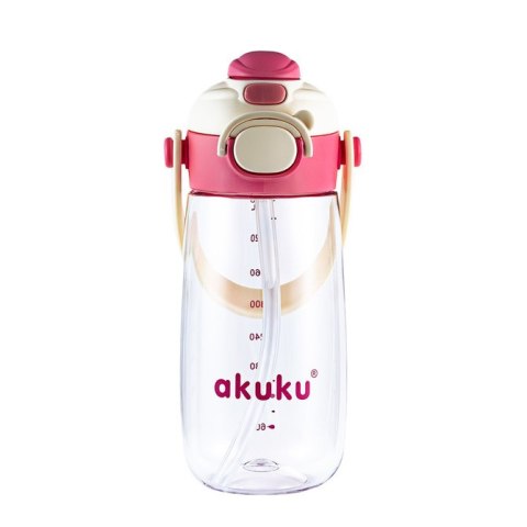 A0725 BIDON ZE SŁOMKĄ SZKOLNY 480ML RÓŻOWY