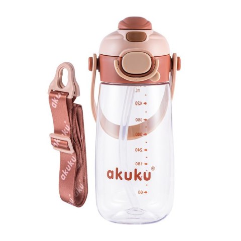 A0726 BIDON ZE SŁOMKĄ SZKOLNY 480ML MOCHA