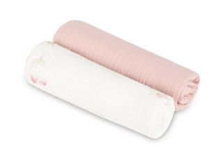 PIELUCHA MUŚLIN KRESZOWANY 60X75 2-PACK FLOWERS PINK