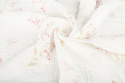 PIELUCHA MUŚLIN KRESZOWANY 60X75 2-PACK FLOWERS PINK
