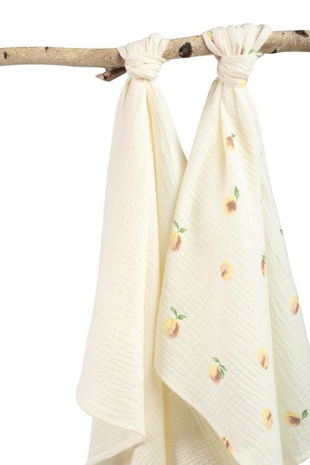 PIELUCHA MUŚLIN KRESZOWANY 60X75 2-PACK PEACH CREAM