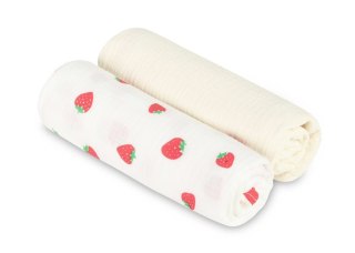 PIELUCHA MUŚLIN KRESZOWANY 60X75 2-PACK STRAWBERRY CREAM