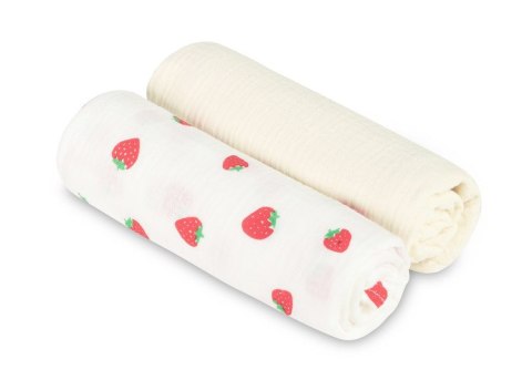 PIELUCHA MUŚLIN KRESZOWANY 60X75 2-PACK STRAWBERRY CREAM