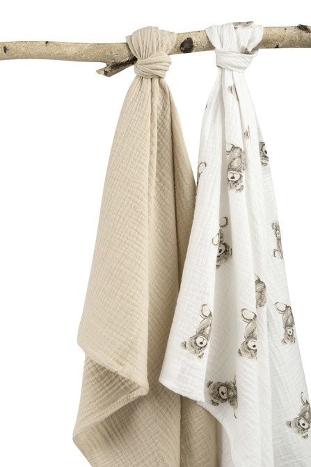 PIELUCHA MUŚLIN KRESZOWANY 60X75 2-PACK TEDDY BEIGE