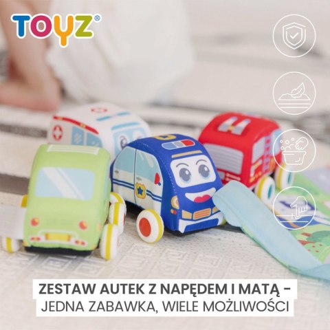 ZABAWKA EDUKACYJNA - AUTKA Z NAPĘDEM + MATA