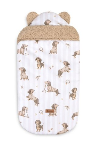 ŚPIWOREK DO FOTELIKA I WÓZKA GŁĘBOKIEGO 80X45 DOGS BEIGE