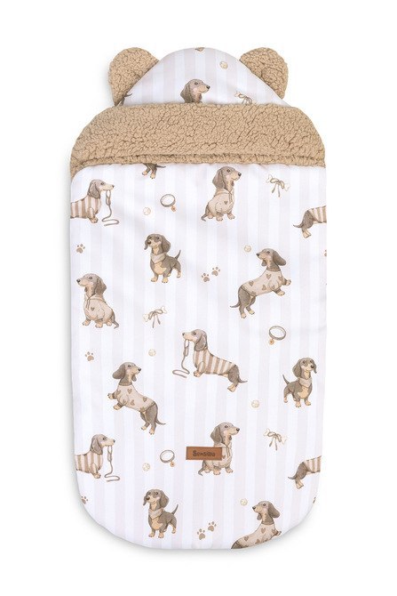 ŚPIWOREK DO FOTELIKA I WÓZKA GŁĘBOKIEGO 80X45 DOGS BEIGE