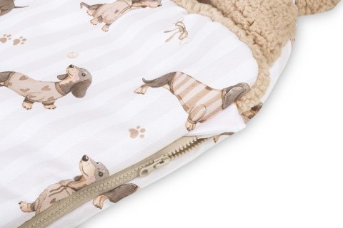 ŚPIWOREK DO FOTELIKA I WÓZKA GŁĘBOKIEGO 80X45 DOGS BEIGE