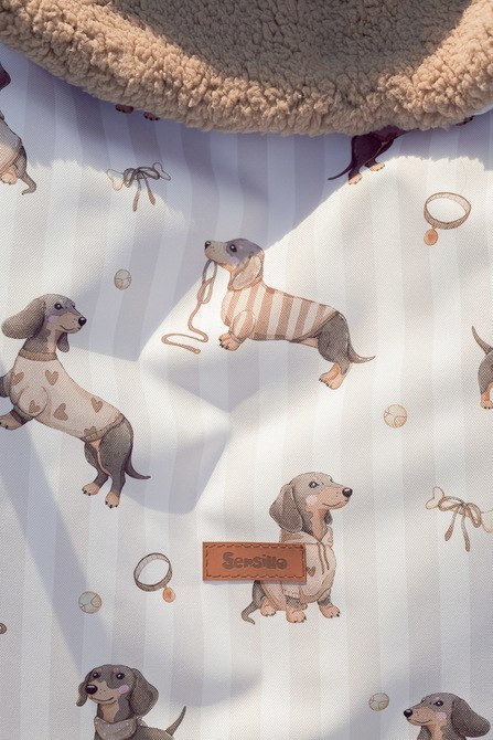 ŚPIWOREK DO FOTELIKA I WÓZKA GŁĘBOKIEGO 80X45 DOGS BEIGE