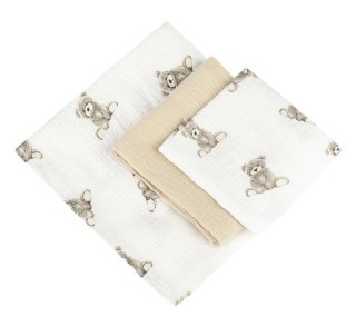 TRIO PIELUCH MUŚLIN KRESZOWANY 120X120, 70X60, 30X35 3 SZT TEDDY BEIGE