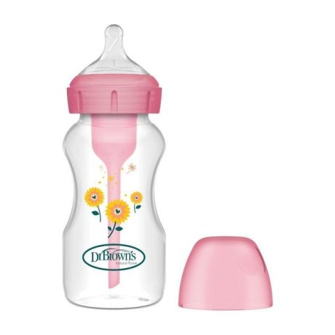 WB91801 BUTELKA SZEROKA SZYJKA 270ML OPTIONS PLUS RÓŻOWA SŁONECZNIKI