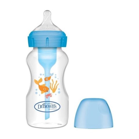 WB91802 BUTELKA SZEROKA SZYJKA 270ML OPTIONS PLUS NIEBIESKA MORSKI
