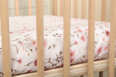 PRZEŚCIERADŁO DRUKOWANE BAWEŁNA BLOOM PINK 60X120