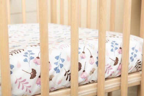 PRZEŚCIERADŁO DRUKOWANE BAWEŁNA TWIGS PINK 60X120