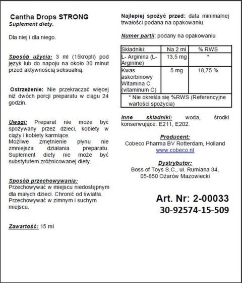 Supl.diety-Cantha Drops Strong Cobeco