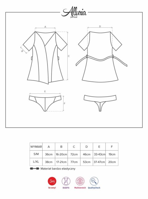 Bielizna-Alluria peniuar i stringi L/XL Obsessive