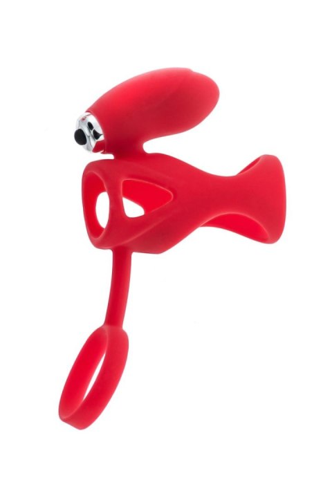 Black & Red, Penis ring with vibration, clitoral stimulation, silicone, red 14.5 cm Black&Red by TOYFA