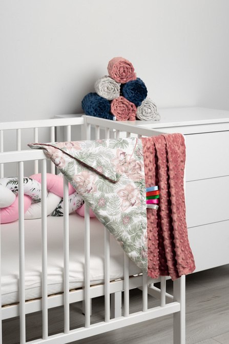 LEKKI KOCYK MINKY 75x100 PALMY RETRO RÓŻ