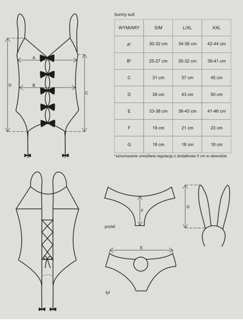 Bielizna-Bunny suit kostium L/XL Obsessive