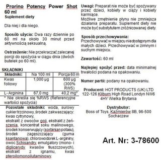 Supl.diety -Prorino Potency Power Shot 60 ml Hot