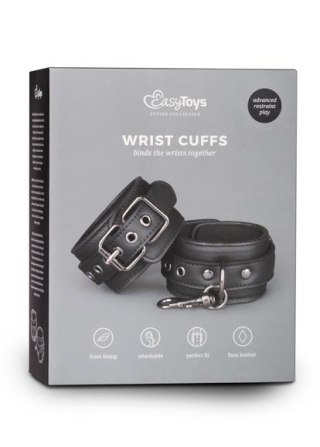 Kajdanki-Black Leather Handcuffs Easytoys