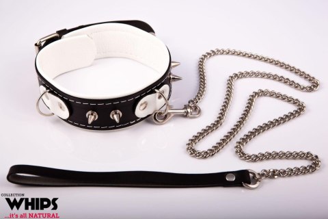 Wiązania - Obroża niewolnika ze smyczą, biała Whips Collection