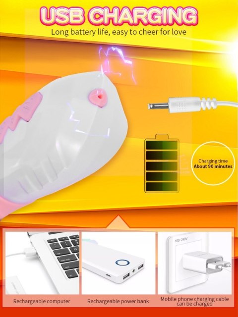 Wibrator-Silicone Vibrator USB 7 Function and Thrusting Function / Heating, purple B - Series Fox