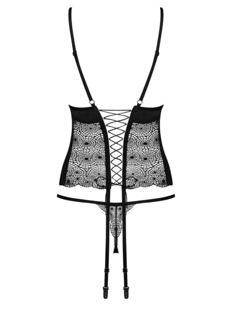 Bielizna-Sharlotte gorset i stringi czarny S/M Obsessive