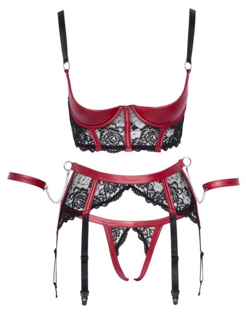 Shelf Bra Set black/red XL Cottelli BONDAGE