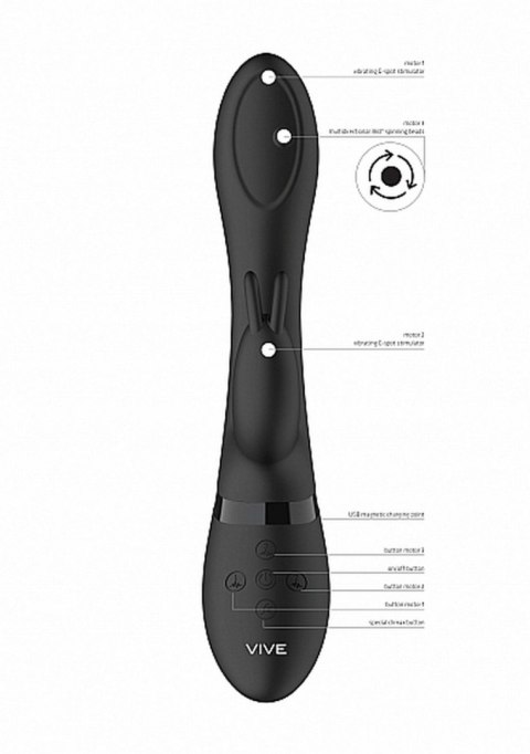 Wibrator Mira - Spinning G-spot Rabbit - Black Vive