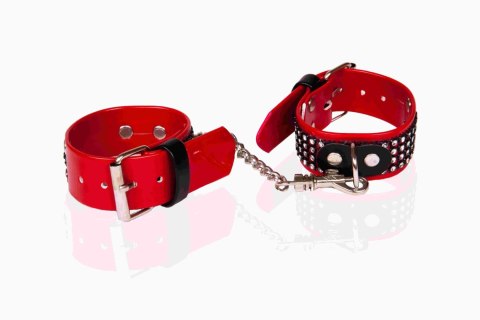 Kajdanki-WHIPS lakier, kajdanki damskie na ręce, czerwone, kryształki Whips Collection