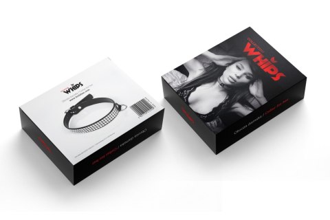 Wiązania-WHIPS lakier, obroża damska z kryształkami, czarna, 2cm Whips Collection