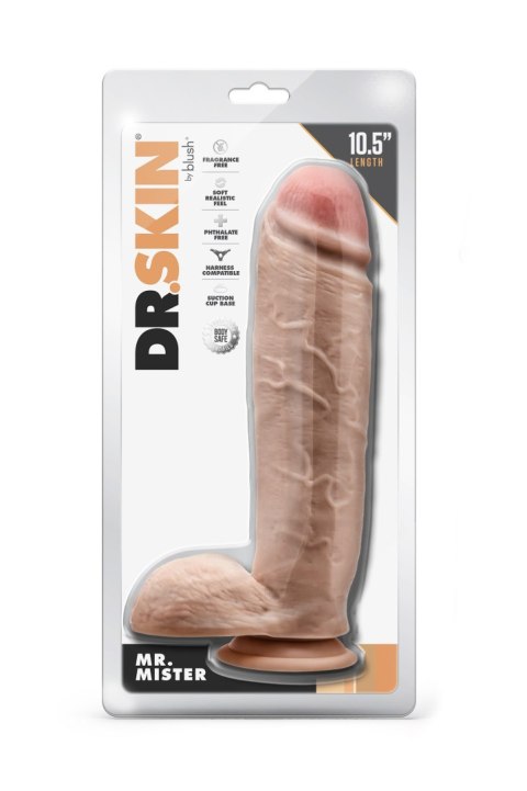 DR. SKIN MR. MISTER 10.5 INCH DILDO WITH BALLS BEIGE Blush
