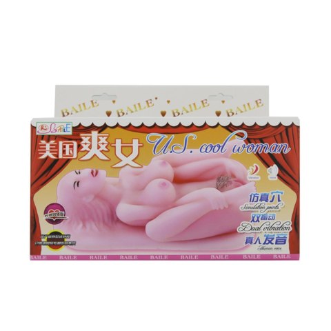 BAILE - Masturbator toy, TPR, double vibrating egg with voice, tighten,shrink 3AAA batteries BAILE