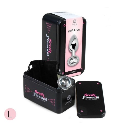 CLEAR CRYSTAL JEWELLED METAL BUTT PLUG L Secret Play