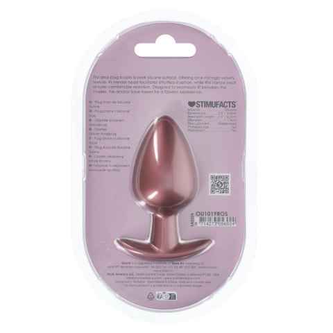 Smooth Silicone Anal Plug - Large - 3.5" / 8,9 cm - Rose Gold Ouch!