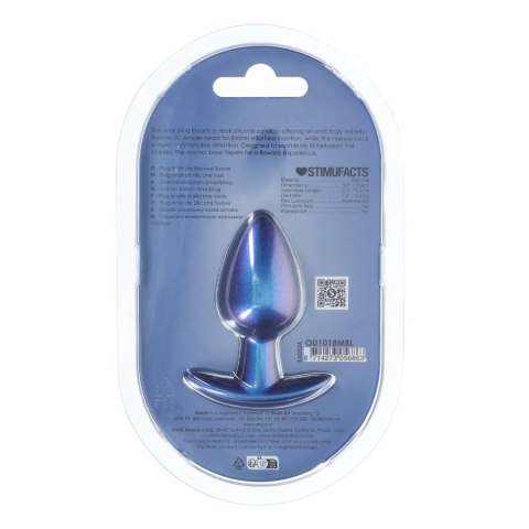 Smooth Silicone Anal Plug - Medium - 3.1 / 7,9 cm - Metallic Blue Ouch!