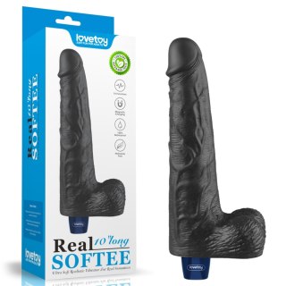 10" REAL SOFTEE Rechargeable TPE Vibrating Dildo(Black) Lovetoy